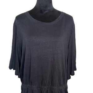 Ann Taylor Black Flutter Sleeve Blouse